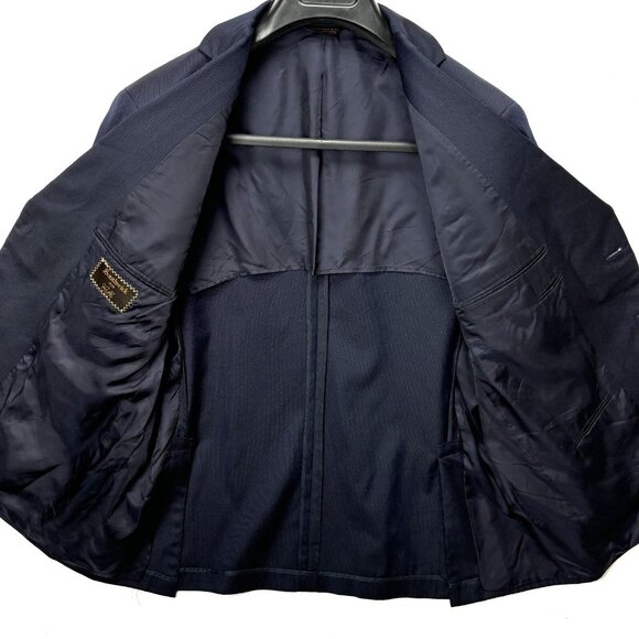 Southwick Suit Mens Size 50 R Jacket 42 X 28 Pants 2 Pr Wool Navy Blue Pinstripe - Picture 4 of 16